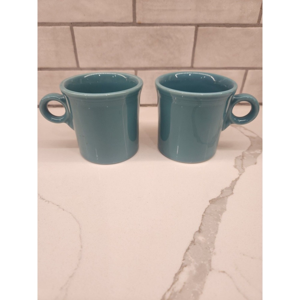 Set Of 2 Fiestaware Fiesta Turquoise Coffee Mug O RING Handle Homer Laughlin USA